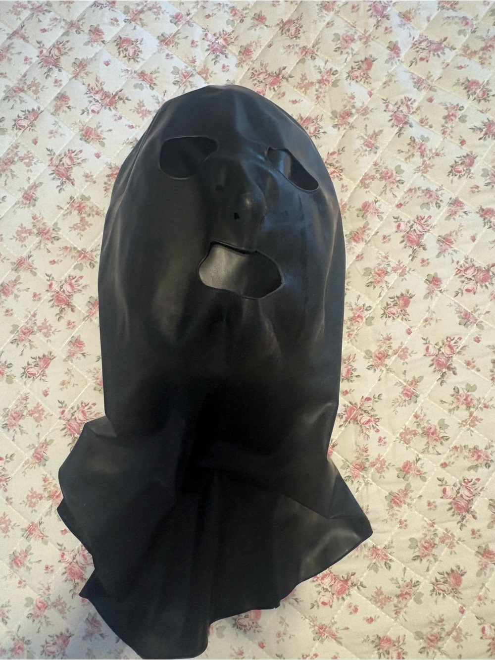 Black Full Head Rubber Hood - Face Cutout